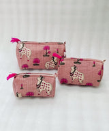 Set of 3 cosmetic bag/pouches with waterproof lining