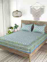 Cotton Double King Bedsheet with 2 Pillow Covers