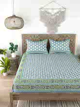 Cotton Double King Bedsheet with 2 Pillow Covers