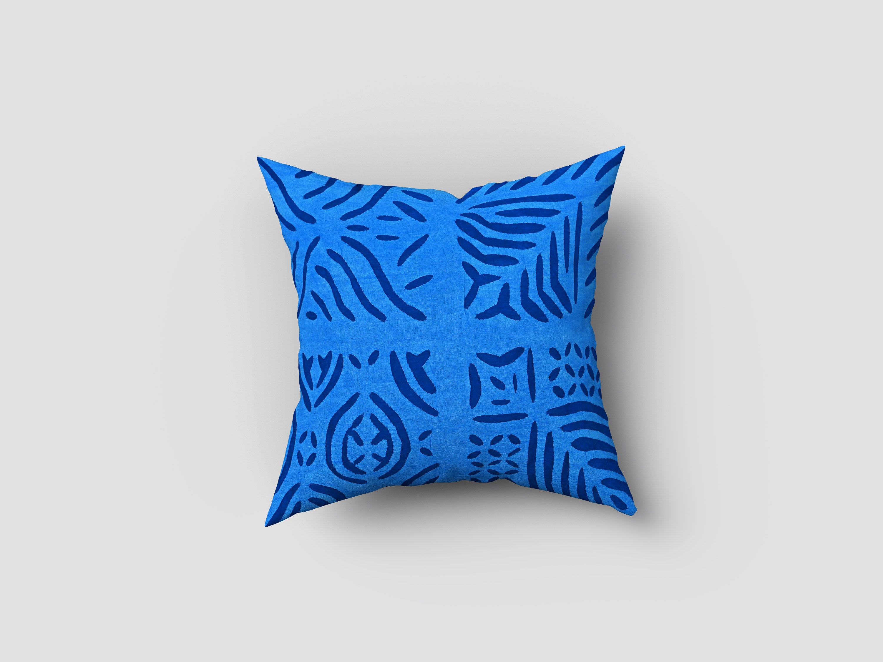 Handmade cotton applique work cushion cover - 16 X16 Inches