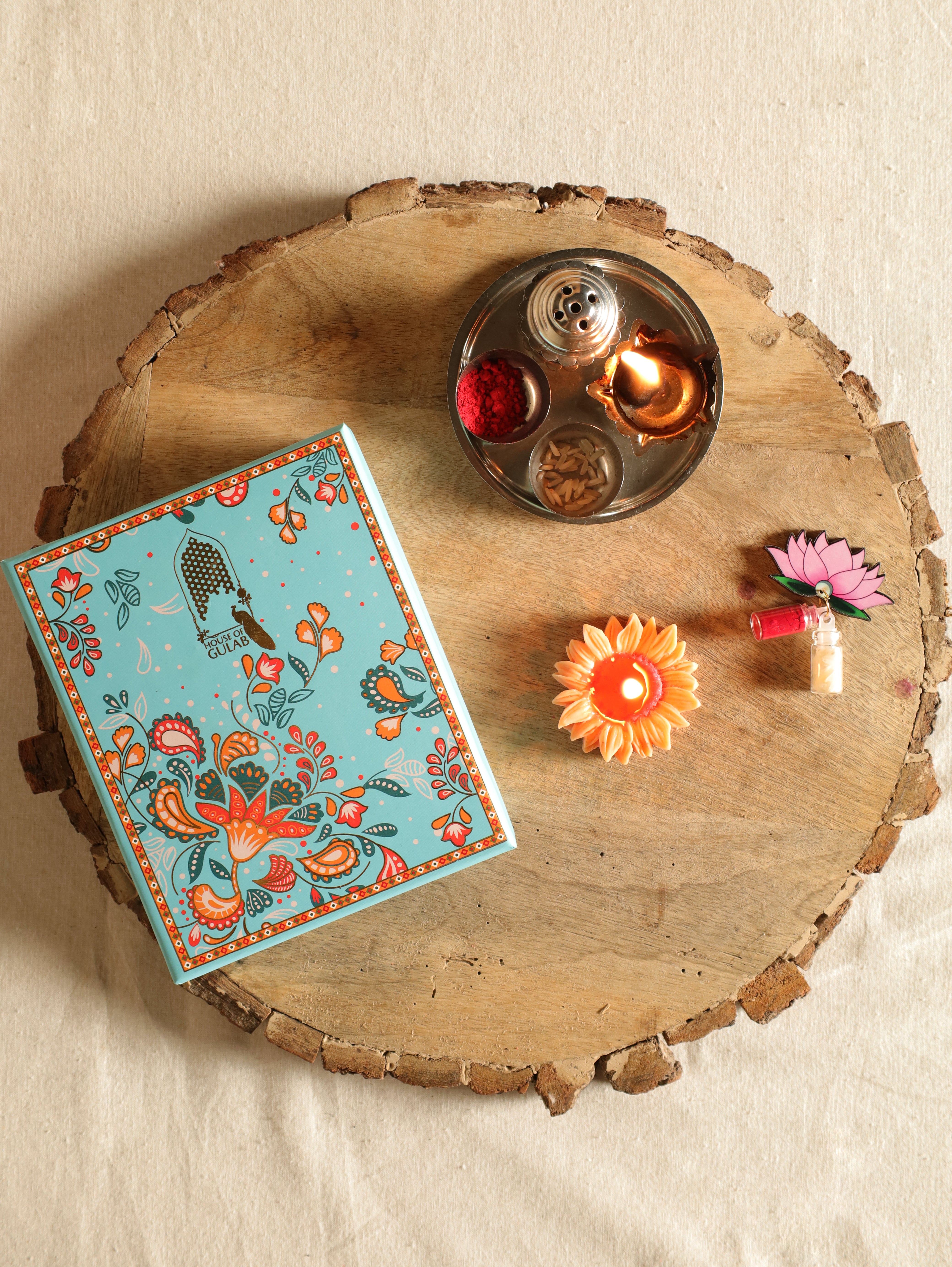 Premium Bhaiya-Bhabhi Rakhi Gift Box – Designer Rakhi Pair with Roli Chawal for Raksha Bandhan
