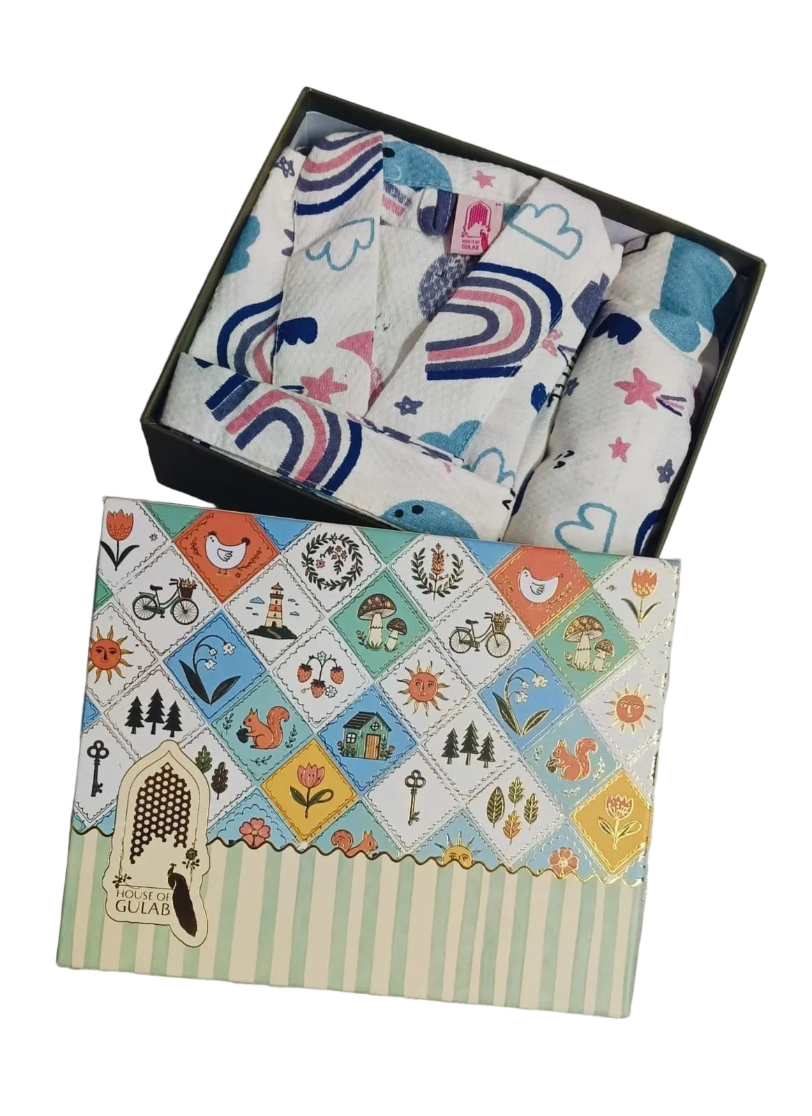 Kids Bathrobe and Bath-towel Gift Set with Box | 4-13 years