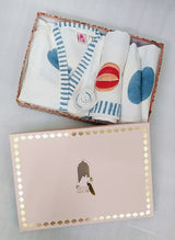 Handblock Printed Waffle Cotton Bathrobe Gift Box for Kids (4-13 Years) – Includes Bath Towel & 2 Hand Towels
