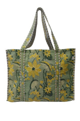 Handblock Printed Quilted Tote Bag without zip/button 17x18x 6 inches