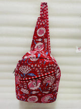 Handcrafted Quilted Cotton One Strap Backpack - 12x9.5x4.5 Inches