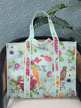 Handblock Printed Quilted Tote Bag without zip/button 17x18x 6 inches