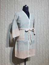 Waffle Cotton Handblock Printed Unisex Bathrobe - Free Size