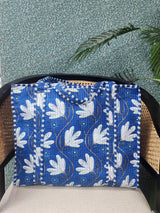 Handblock Printed Quilted Tote Bag with concealed zip ( 17x18x 6 inches)