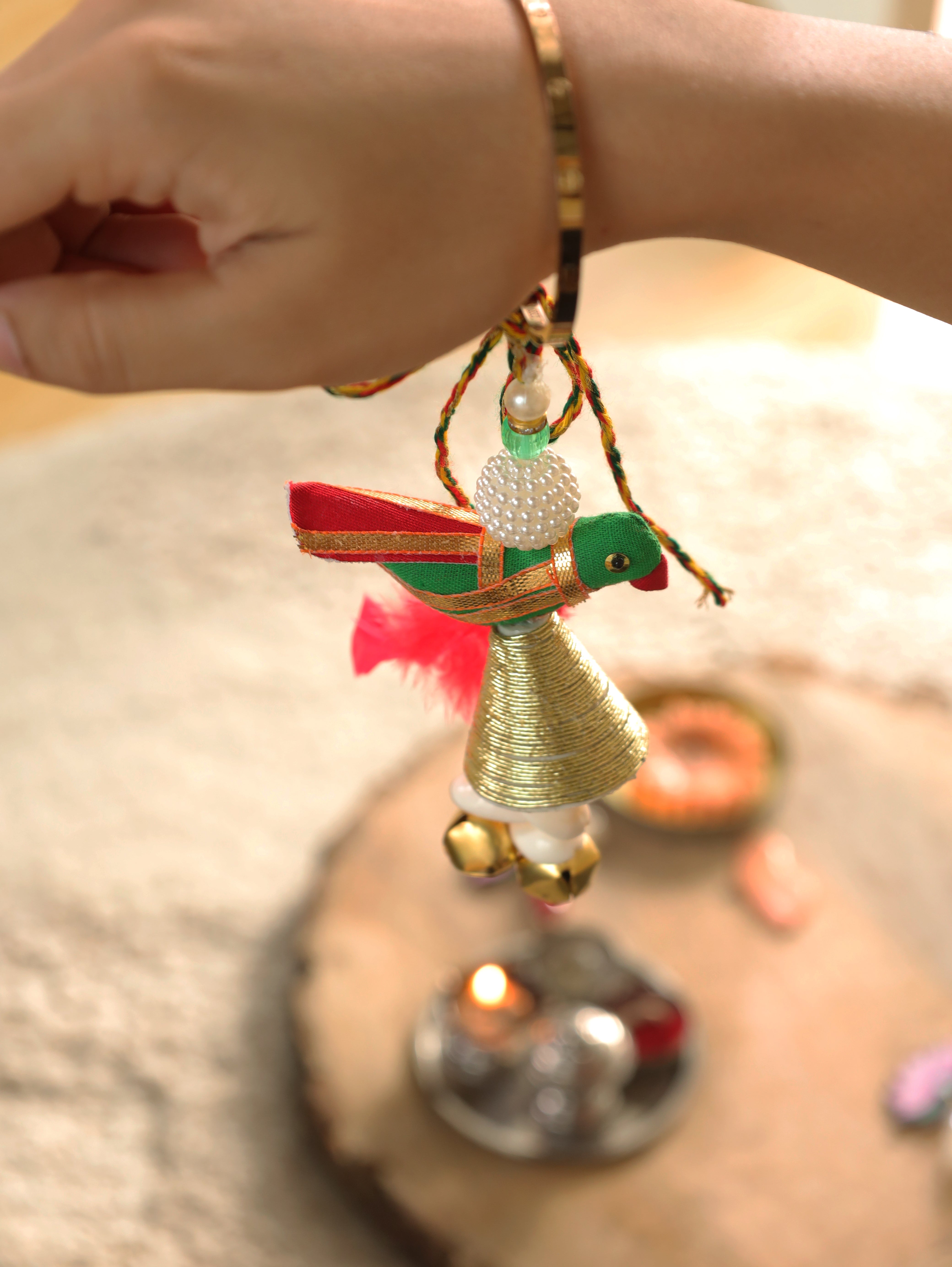 Bhaiya-Bhabhi Rakhi Gift Box – Handcrafted Kundan Rakhi & Lumba Rakhi with Roli Chawal for Raksha Bandhan