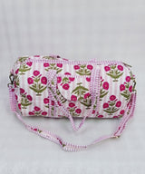 Block Printed Quilted Duffle Bag with Concealed Zip