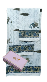 Gift Set - Handblock Printed Towels - 1 Bath + 2 Hand Towels