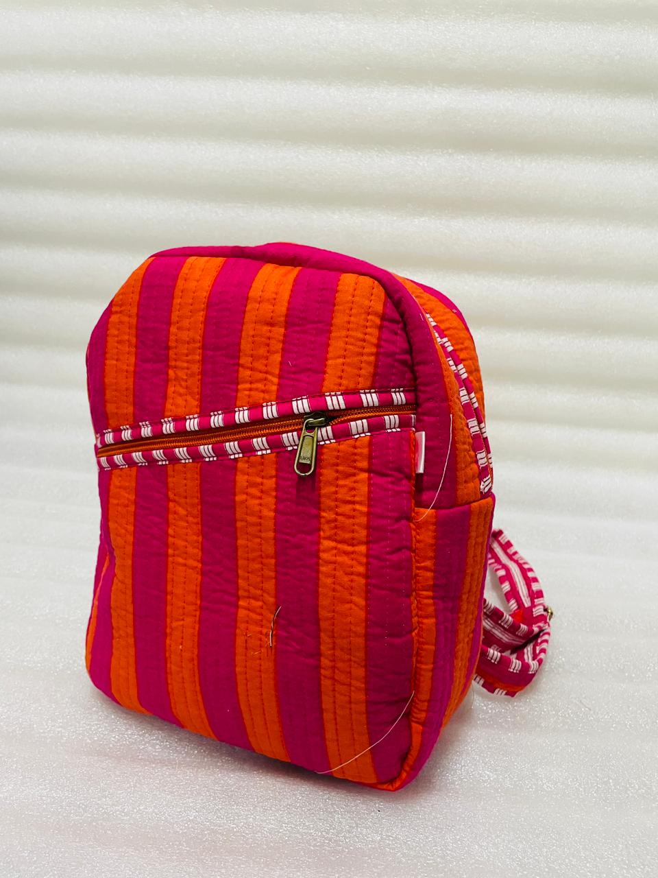 Handcrafted Quilted Cotton One Strap Backpack - 12x9.5x4.5 Inches