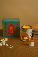 Jaipur Blue Pottery Aroma Oil Diffuser Gift Set – Jasmine Fragrance