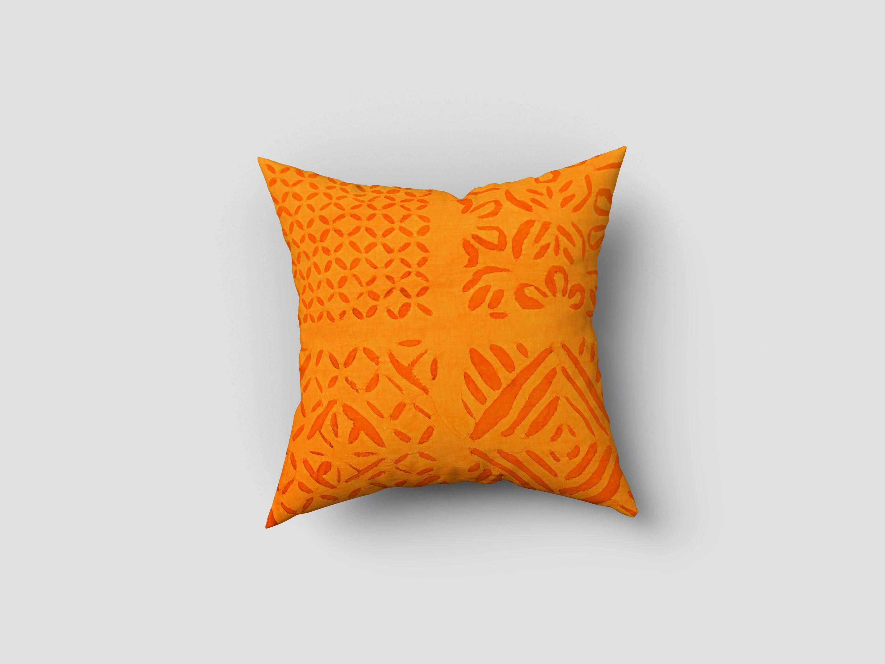 Handmade cotton applique work cushion cover - 16 X16 Inches
