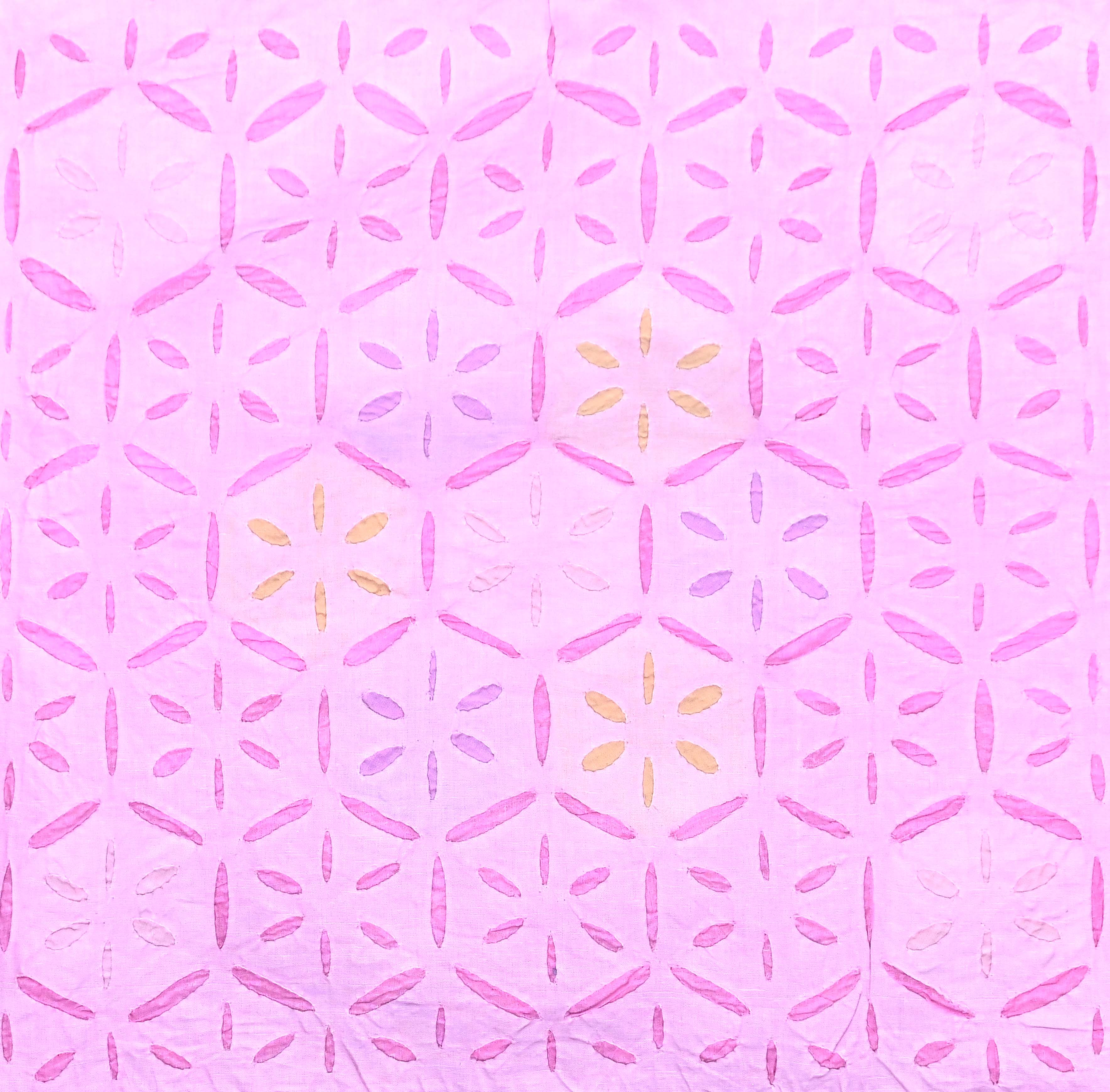 Handmade cotton applique work cushion cover - 16 X16 Inches