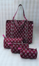 Cotton Tote Bag with Zip & Pouch Combo