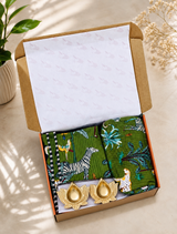 Diwali Gift Box Tote Bag with 3 Coordinated Utility Pouches with Gift Box with Set of 2 Metal Diyas
