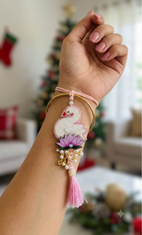 Bhaiya-Bhabhi Rakhi Gift Box – Handcrafted Lotus Rakhi & Swan Lumba Rakhi with Roli Chawal for Raksha Bandhan