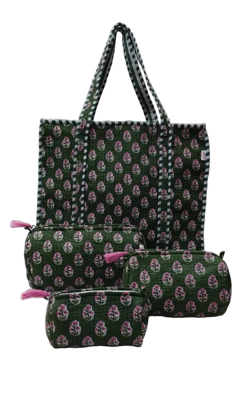 Cotton Tote Bag with Zip & Pouch Combo