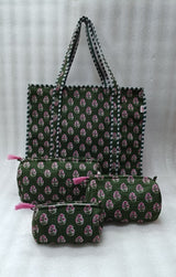 Cotton Tote Bag with Zip & Pouch Combo