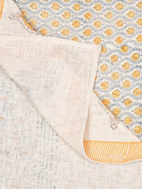 Cream-Coloured Ethnic Printed Cotton Double Bed Covers With Pillow Covers