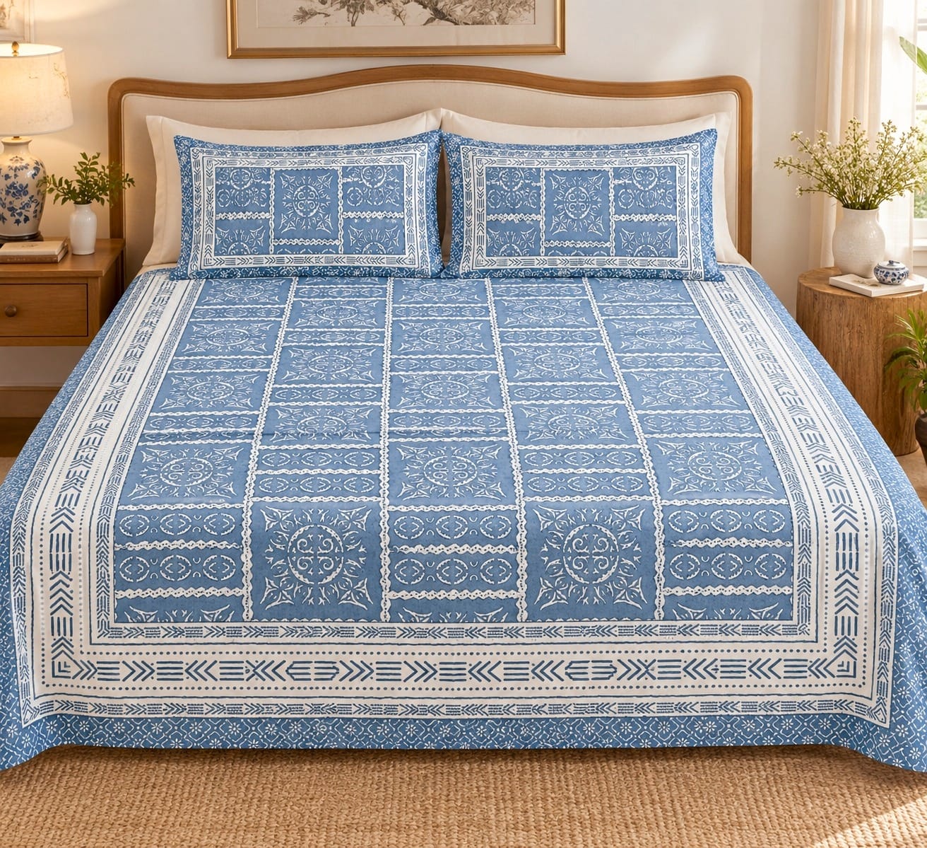 Double King Bedsheet with 2 Pillow Covers