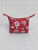 Quilted Block Printed Hobo Pouch with Zip closure and Snap Button