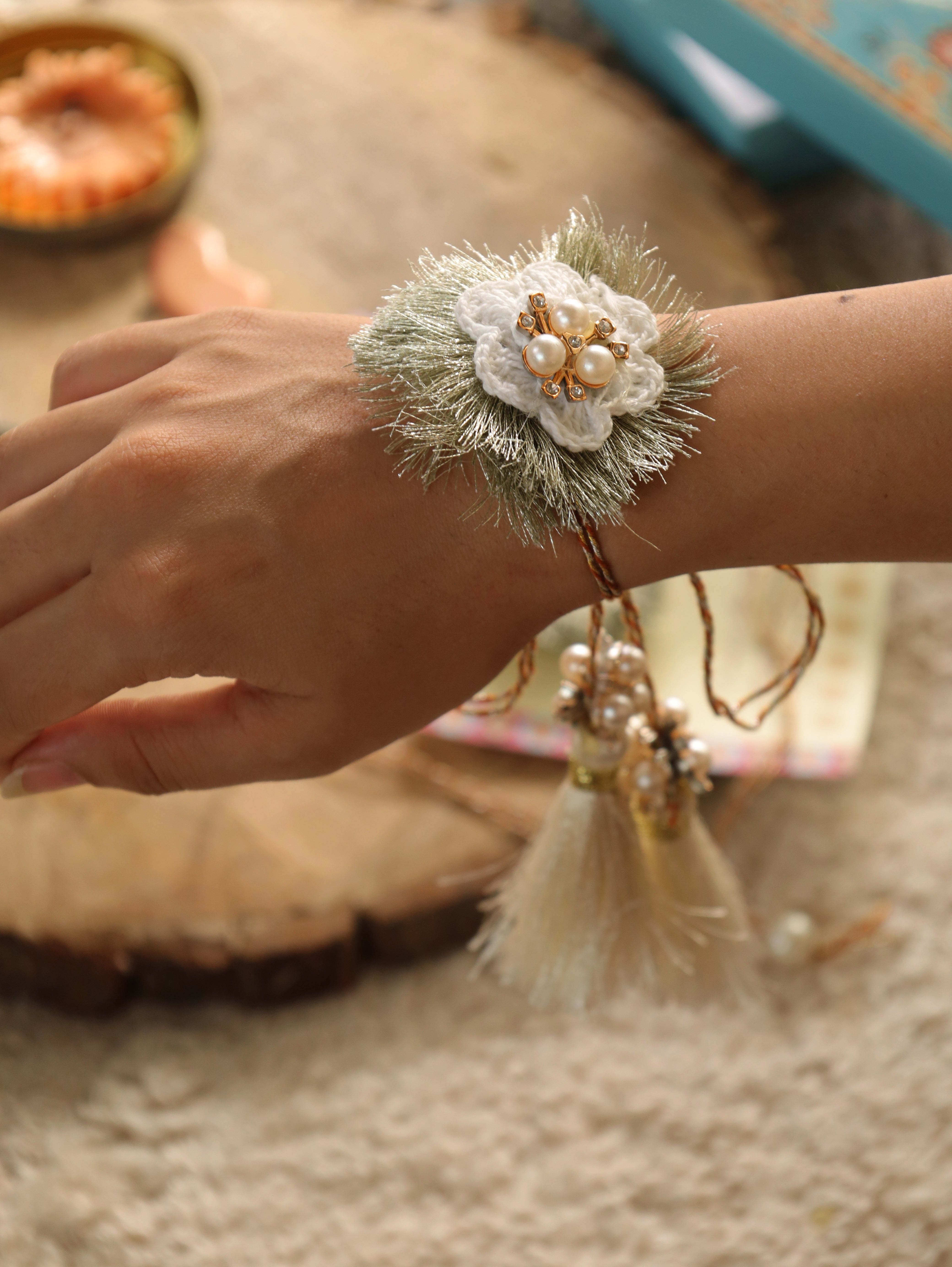 Premium Bhaiya-Bhabhi Rakhi Gift Box – Designer Rakhi Pair with Roli Chawal for Raksha Bandhan