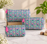 Set of 3 cosmetic bag/pouches with waterproof lining