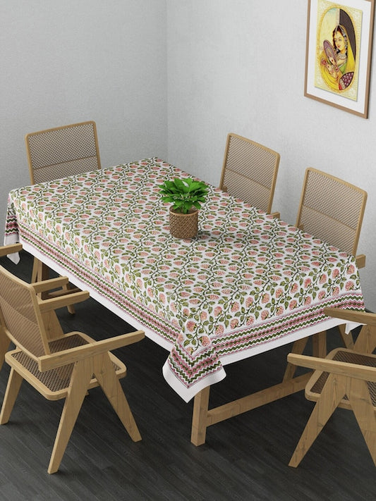Handblock Printed Canvas Cotton Table Cloth 60X90 Inches - 6 Seater Dining Table