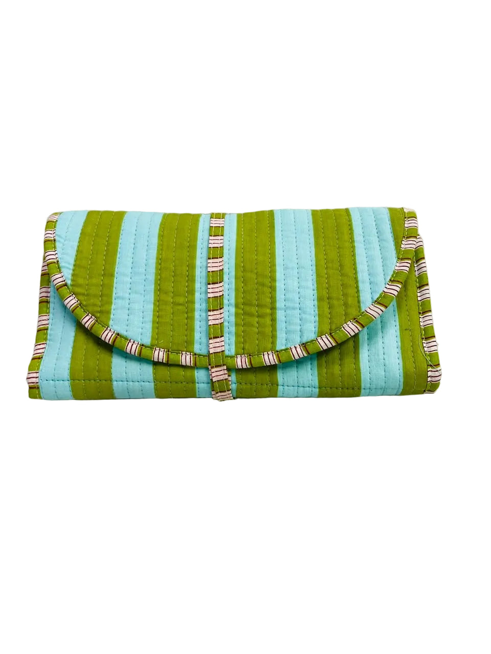 Handcrafted Travel Jewelry Organizer Roll | Artisan Fabric Jewelry Pouch