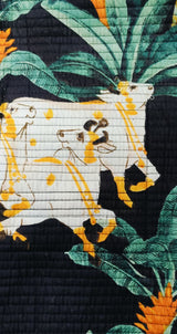 Handblock Printed Quilted Tote Bag with concealed zip ( 17x18x 6 inches)