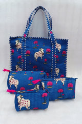 Cotton Tote Bag with Zip & Pouch Combo