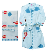 Handblock Printed Waffle Cotton Bathrobe Gift Box for Kids (4-13 Years) – Includes Bath Towel & 2 Hand Towels