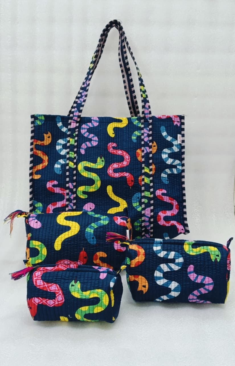 Tote Bag with set of 3 Pouches