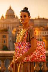 Handblock Printed Quilted Tote Bag without zip/button 17x18x 6 inches