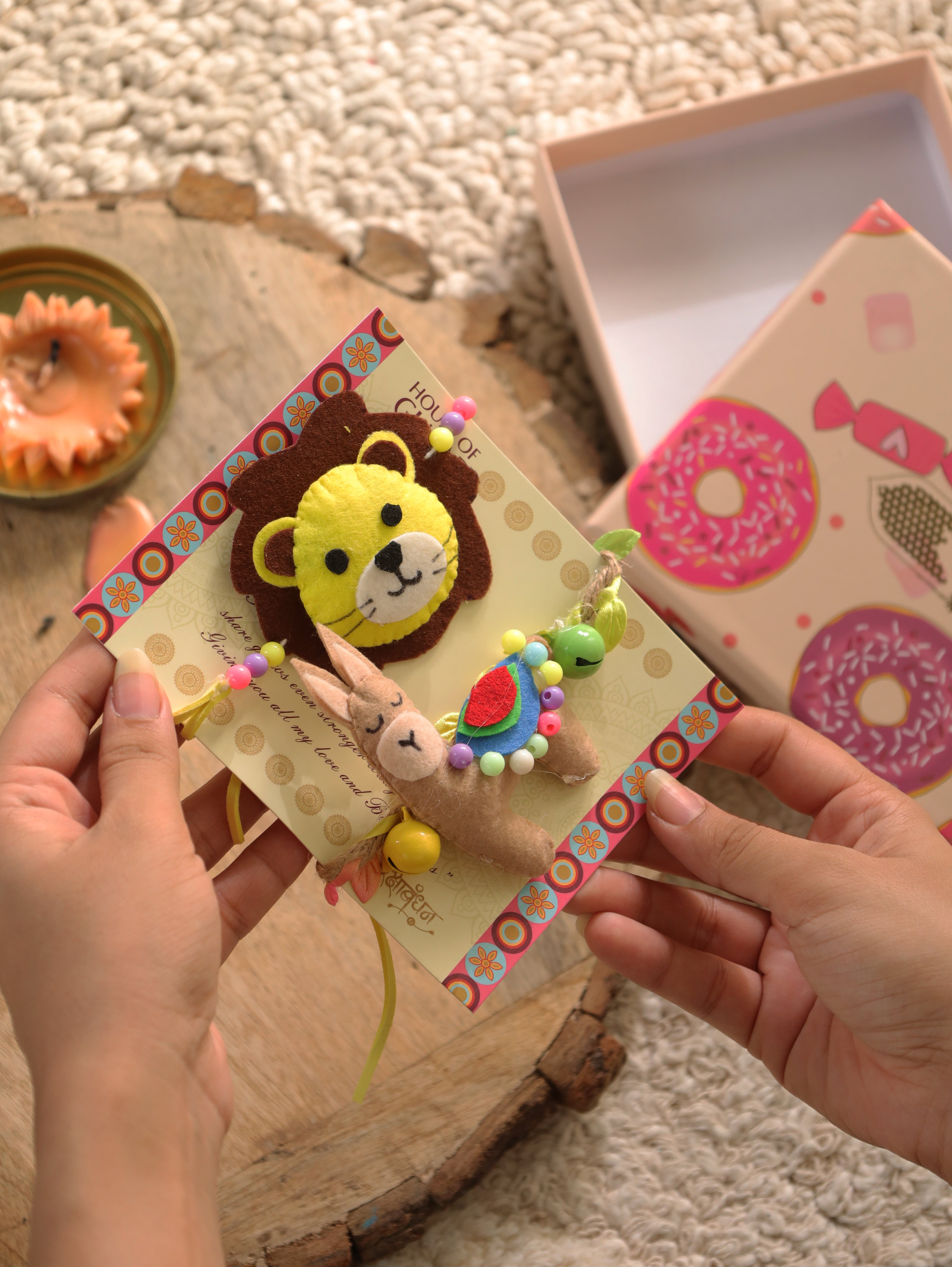 Kids Cute Rakhi Gift Box– Designer Rakhi Set with Roli Chawal for Raksha Bandhan
