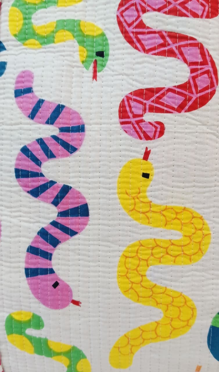 Handblock Printed Quilted Tote Bag without zip/button 17x18x 6 inches