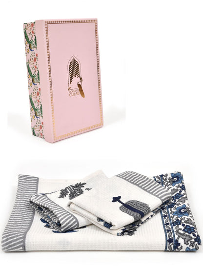 Gift Set - Handblock Printed Towels - 1 Bath + 2 Hand Towels