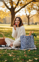 Structured Tote Bag without zip - 100% cotton Handblock printed 17x18x6 inches