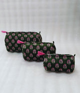 Set of 3 cosmetic bag/pouches with waterproof lining