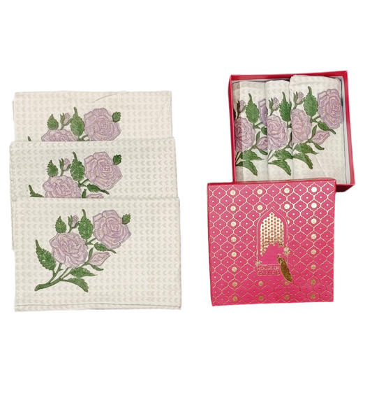 Gift Box with 6 hand block printed cotton table napkins