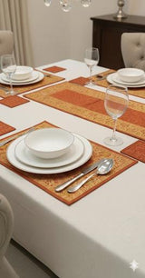 Banarasi Table Set with 1 Runner, 6 mats and 6 coasters