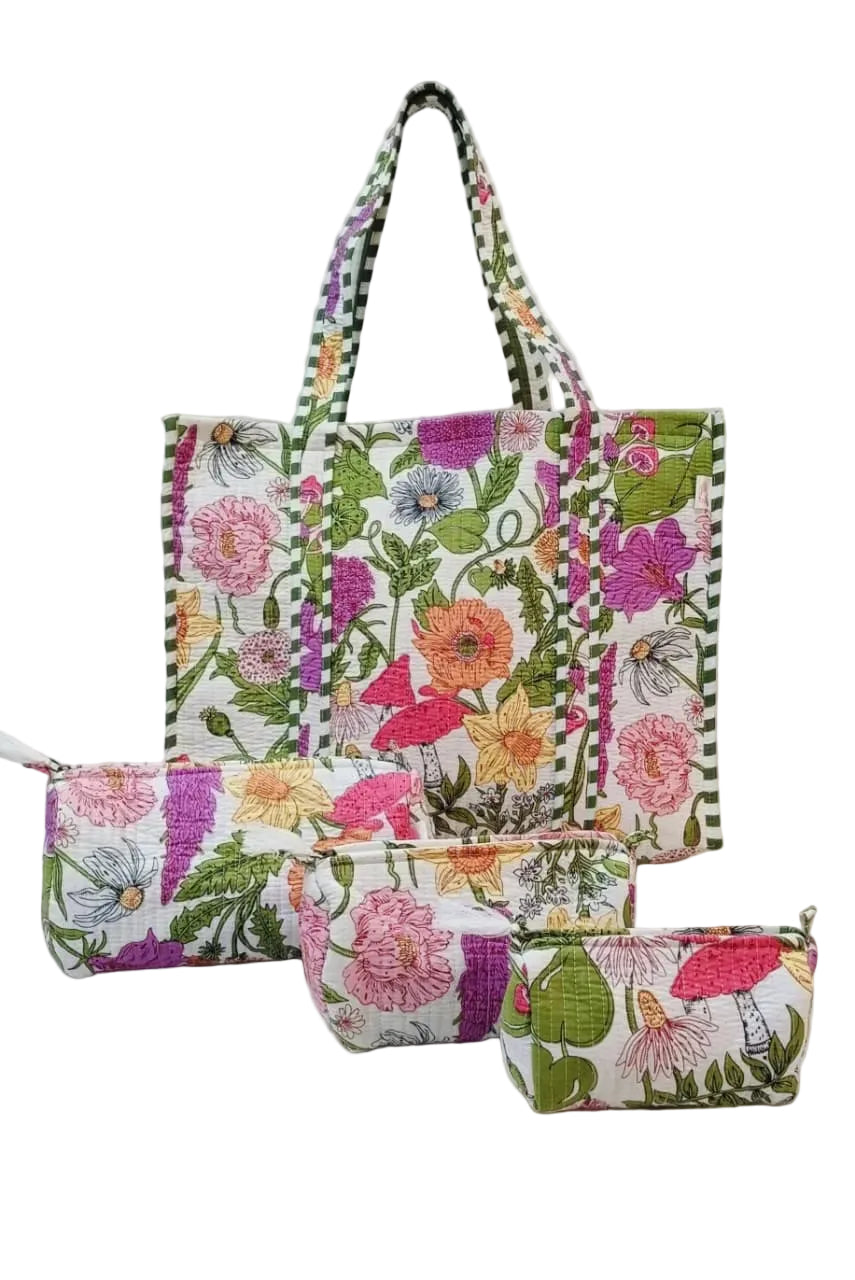 Tote Bag with set of 3 Pouches