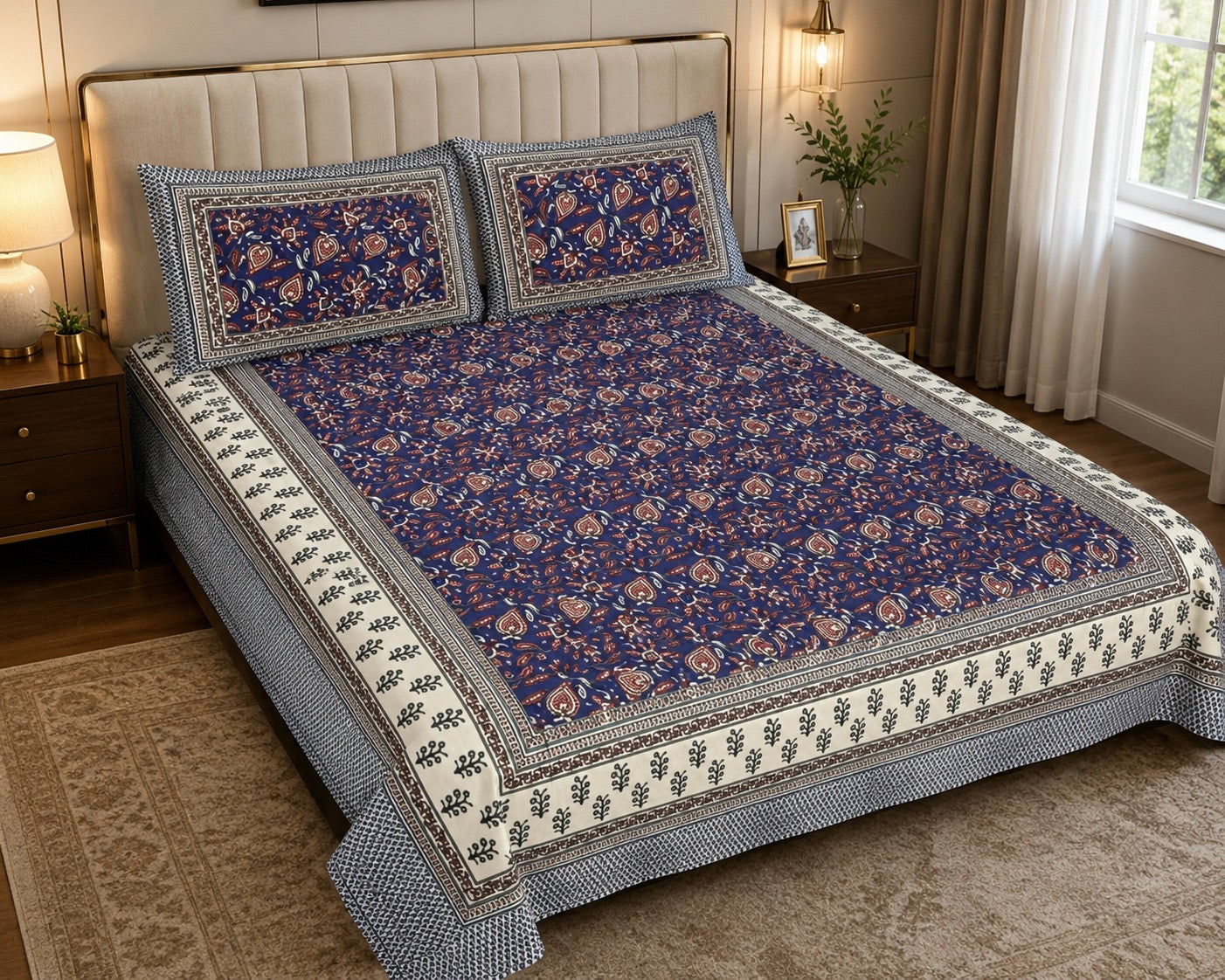 Double King Bedsheet with 2 Pillow Covers