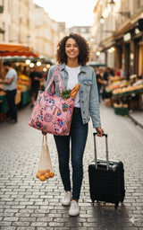Handblock Printed Quilted Tote Bag without zip/button 17x18x 6 inches