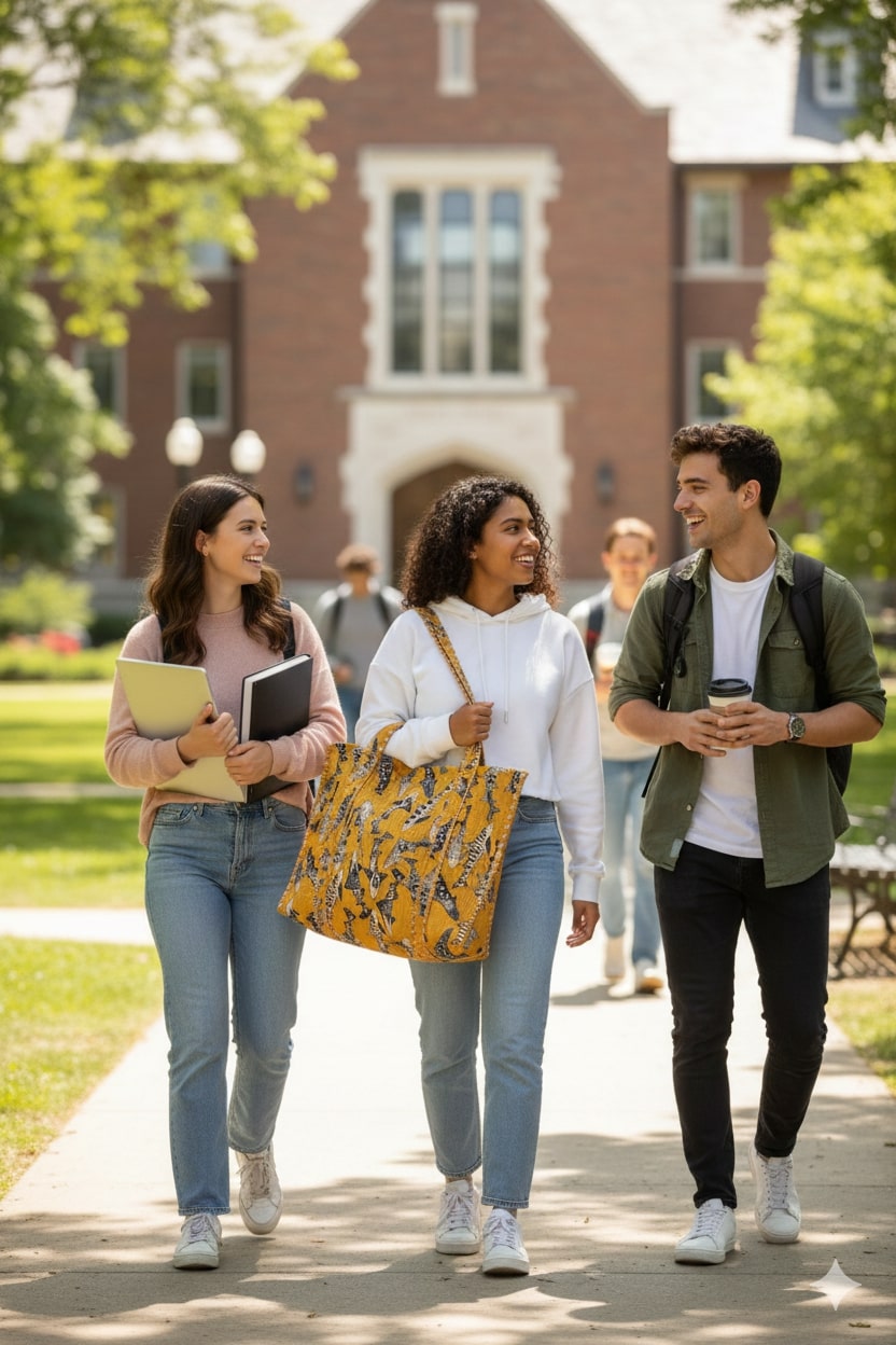 Handblock Printed Quilted Tote Bag without zip/button 17x18x 6 inches