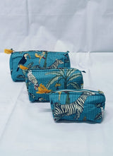 Set of 3 cosmetic bag/pouches with waterproof lining