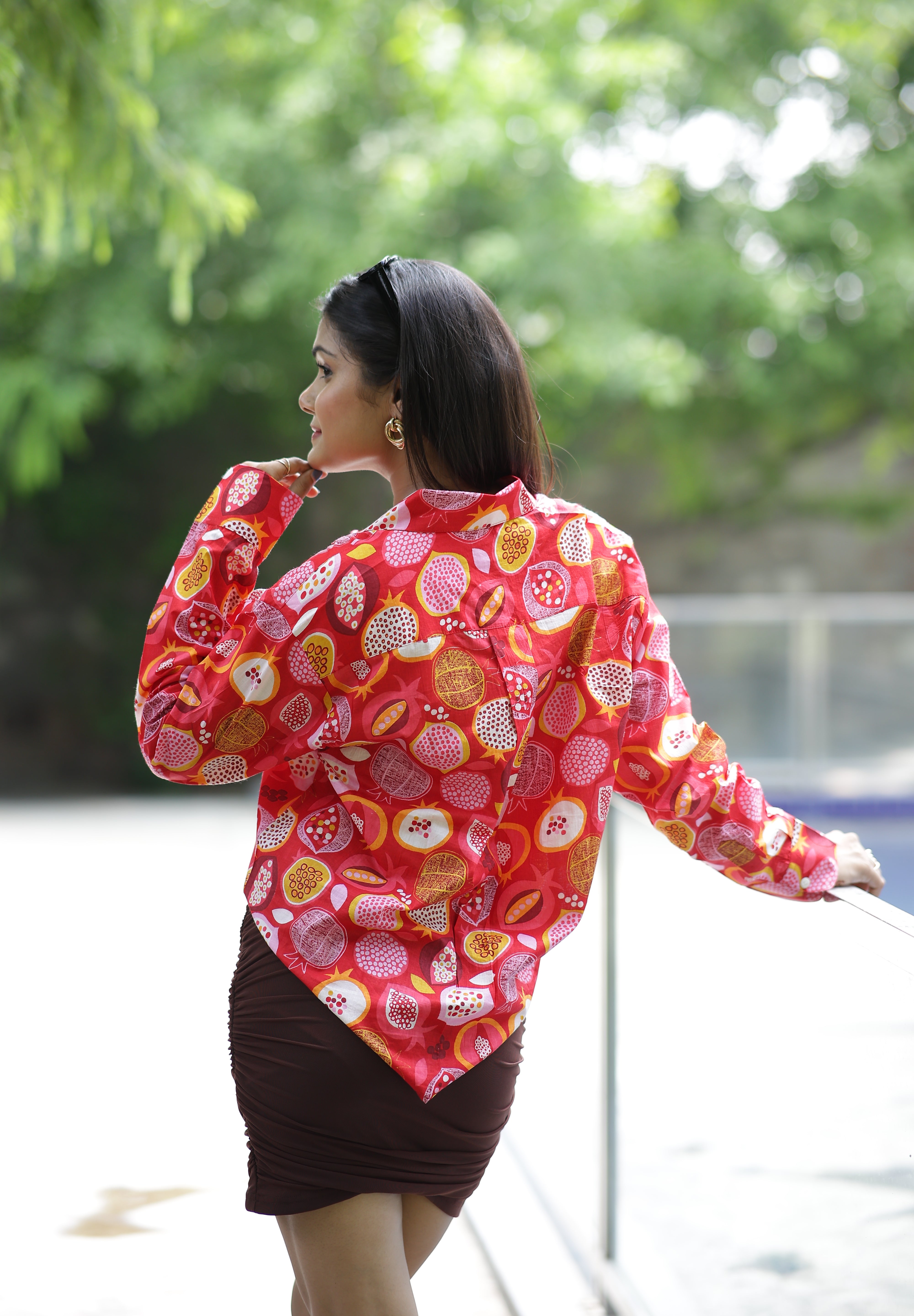 Fruity Wonderland Print 100% Cotton Full Sleeves Women's Shirt