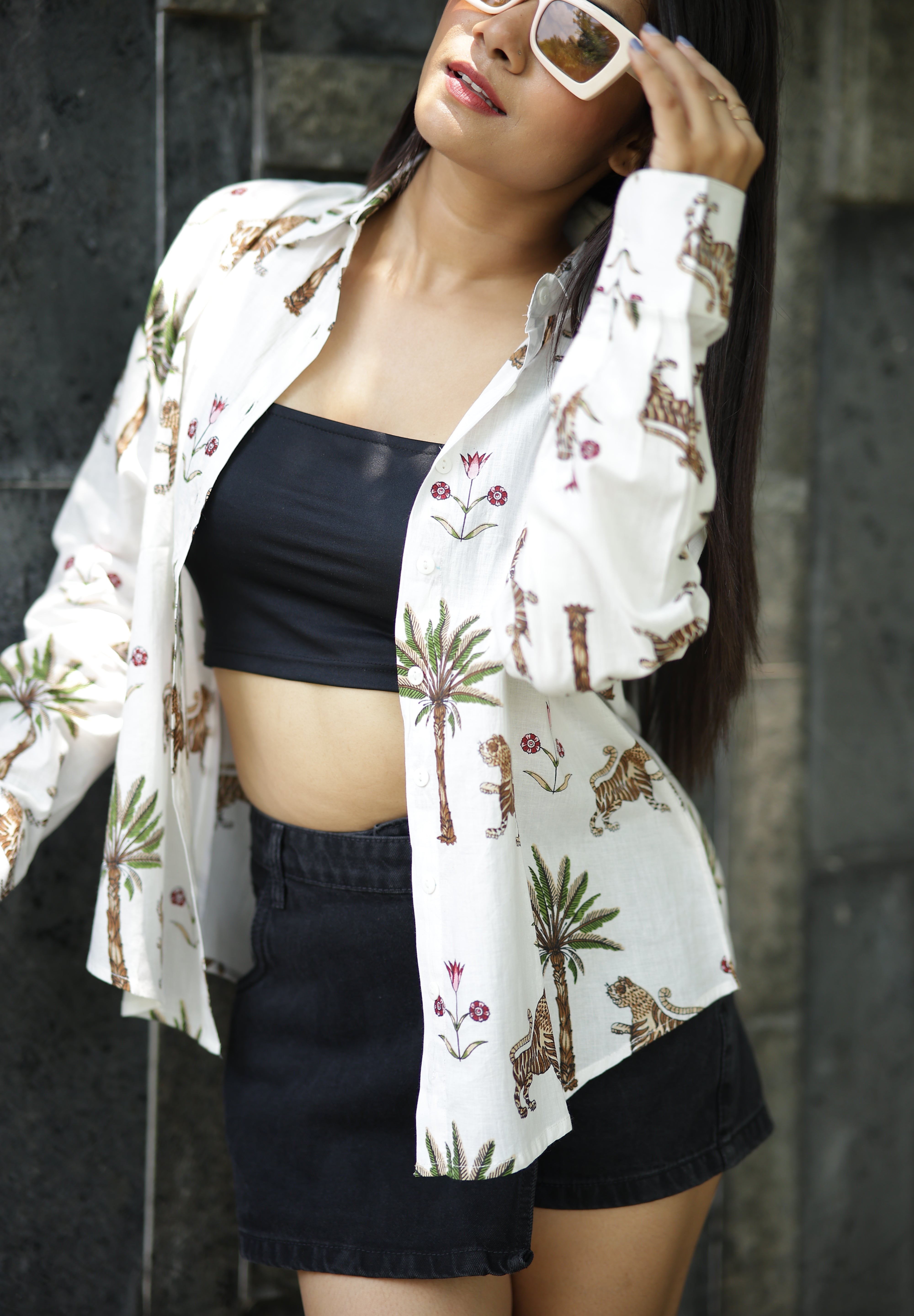 Classic Mughal Print 100% Cotton Full Sleeves Women's Shirt